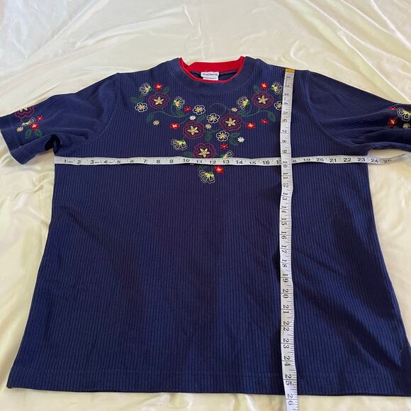 Vtg Y2K 2000s Floral Embroidered Top Wmns Sz M Cottagecore - Picture 7 of 7